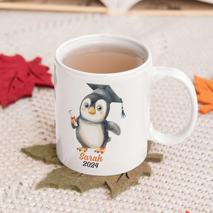 Cute Penguin Wearing Graduation Cap Design | Customised Coffee Mug | 11 OZ