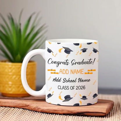 Personalized Congrats Graduate Custom Happy | Customised Coffee Mug | 11 OZ