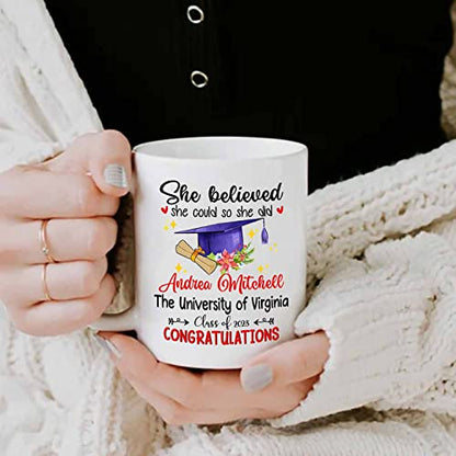 She Believed Could So Did Congratulations | Customised Coffee Mug | 11 OZ