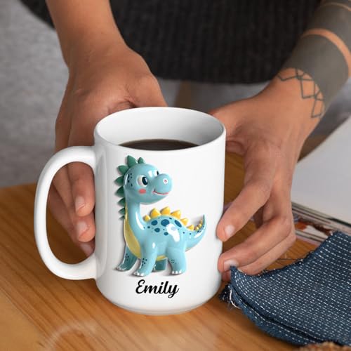 Unique Dinosaur Accent Personalized Name | Customised Coffee Mug | 11 OZ
