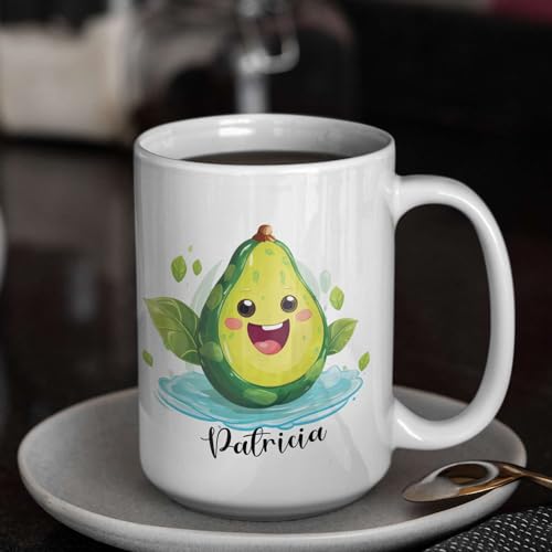 Novelty Avocado Personalized Name Cute | Customised Coffee Mug | 11 OZ
