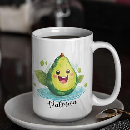 Novelty Avocado Personalized Name Cute | Customised Coffee Mug | 11 OZ