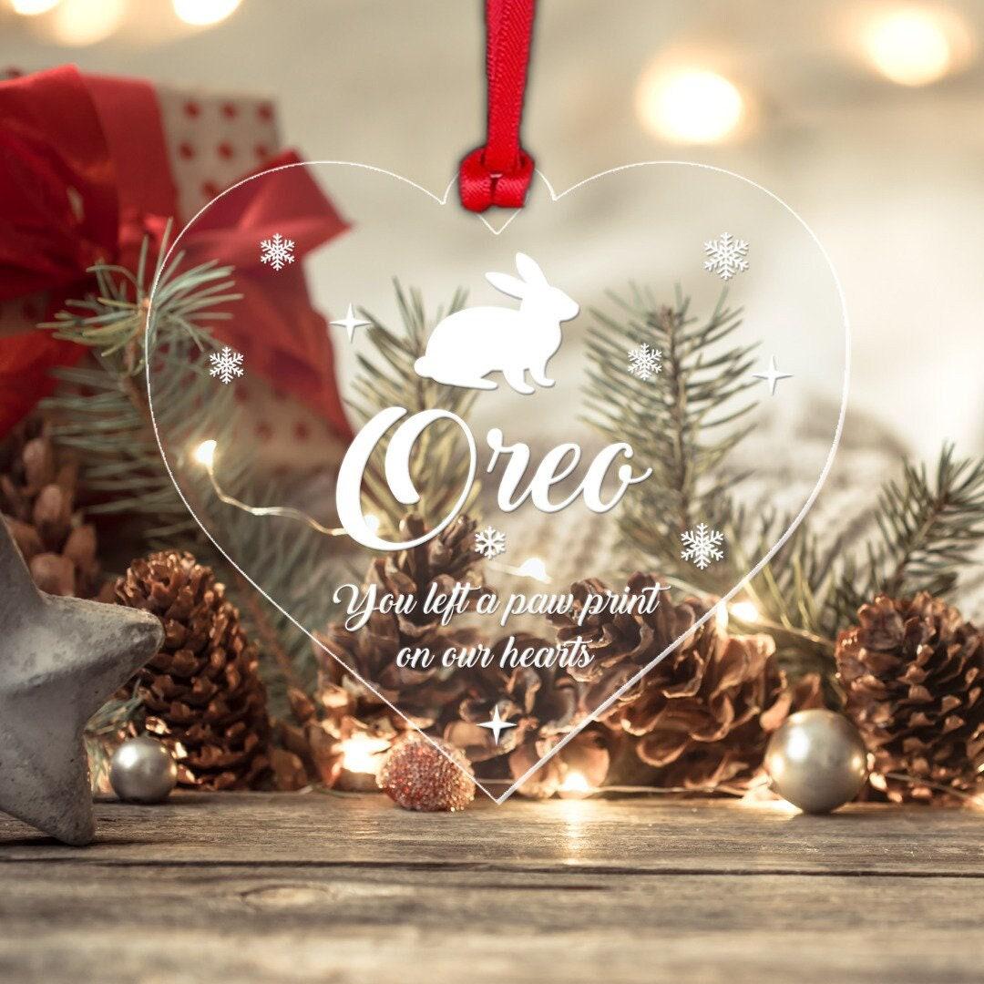 Personalised Rabbit Memorial Christmas Bauble Pet Memory Xmas Decoration Gift