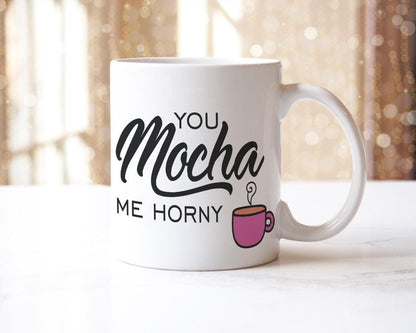 Mocha Horny Mug & Coaster Set Funny Sarcastic Birthday Christmas Coffee Gift