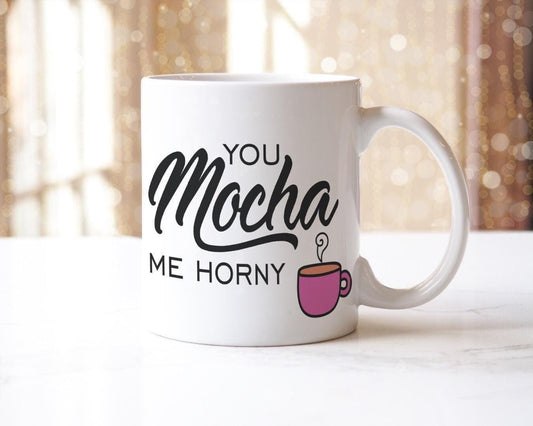 Mocha Horny Mug & Coaster Set Funny Sarcastic Birthday Christmas Coffee Gift