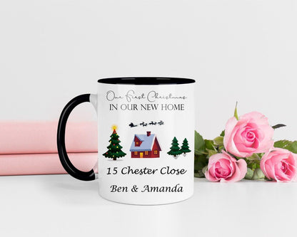 Personalised First Christmas New Home Mug & Coaster Set Couple Gift For Christmas