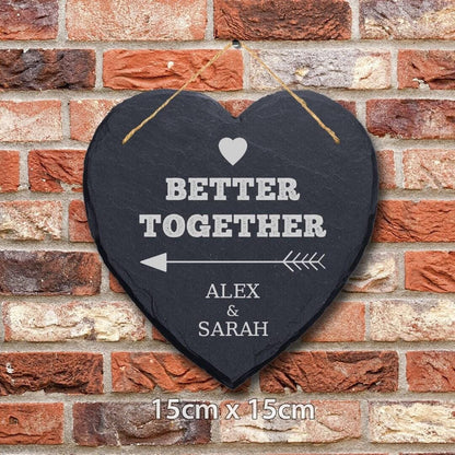 Personalised Engraved Better Together Couples Engagement Wedding Hanging Slate Plaque Gift