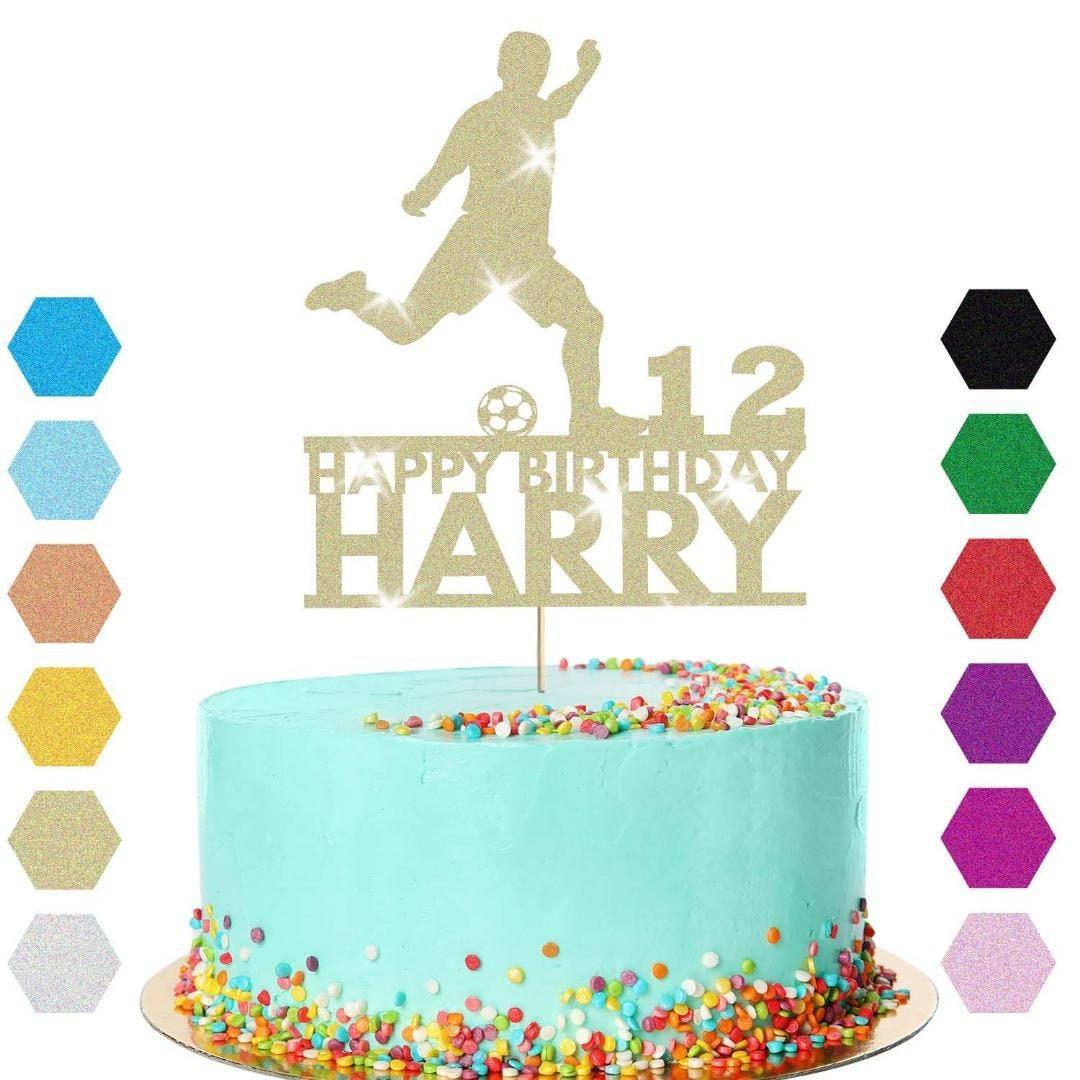 Football Cake Topper Personalised Footballer Birthday Decoration Any Name & Age