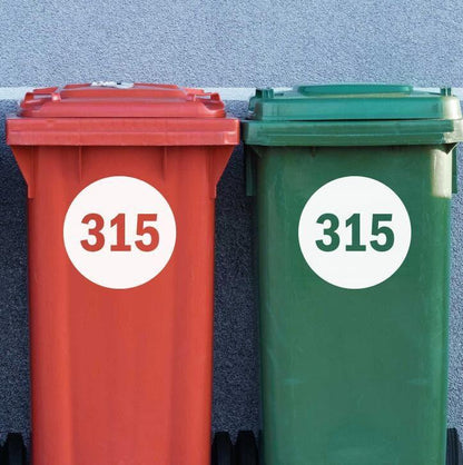 Personalised Wheelie Bin Number Sticker: Waterproof Vinyl Decal