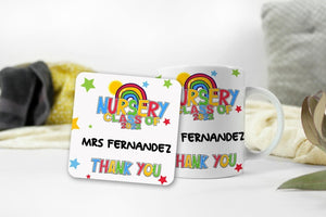 Personalised Teacher Mug And Coaster Gift Set Nursery Class Customise Name Gift