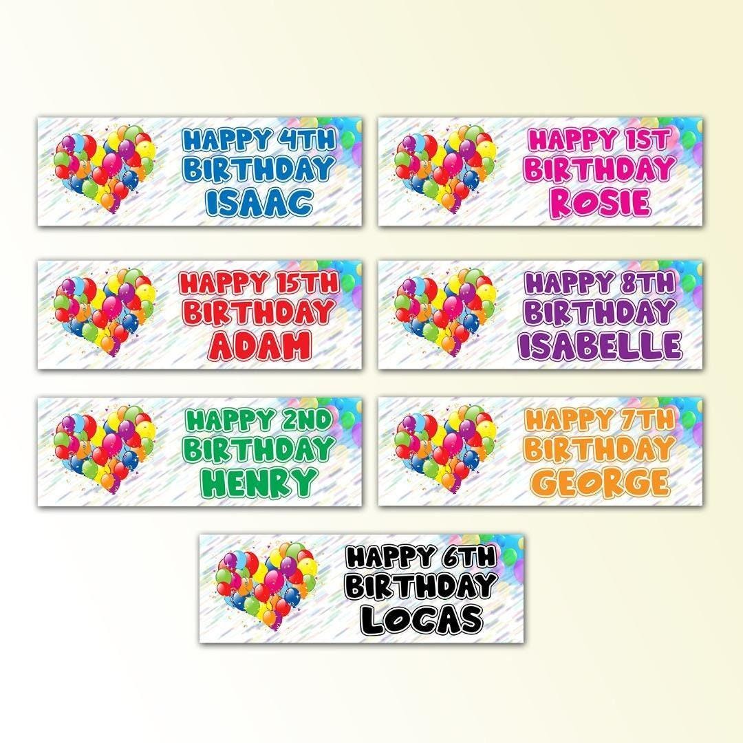 2 Personalised Happy Birthday Custom Name & Age Party Celebration Decoration Banners