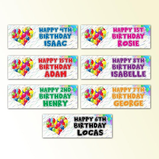 2 Personalised Happy Birthday Custom Name & Age Party Celebration Decoration Banners