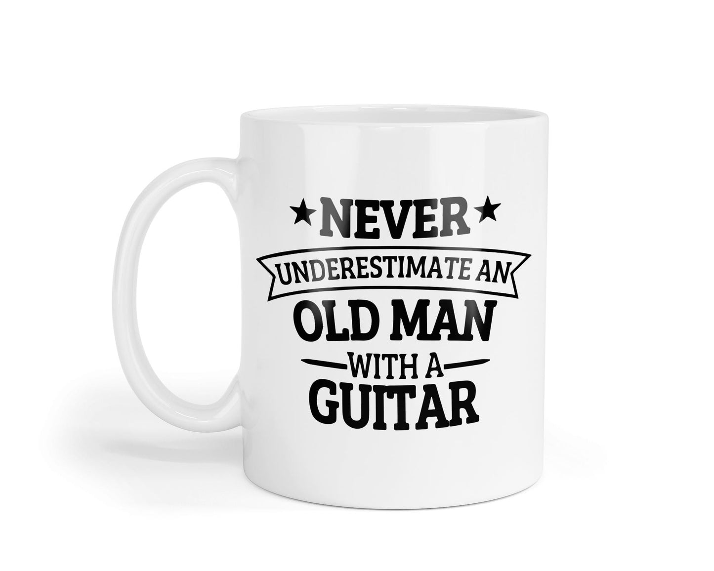 Funny Guitar Mug: Never Underestimate An Old Man - Novelty Coffee Cup
