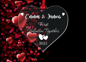 Personalised First Christmas Bauble Couple Gift Valentines Day Heart Decoration