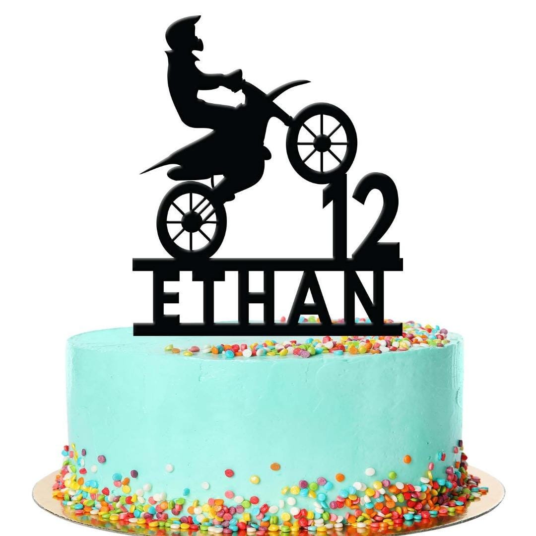 Personalised Motorbike Birthday Cake Topper Acrylic Motorcycle Biker Decoration