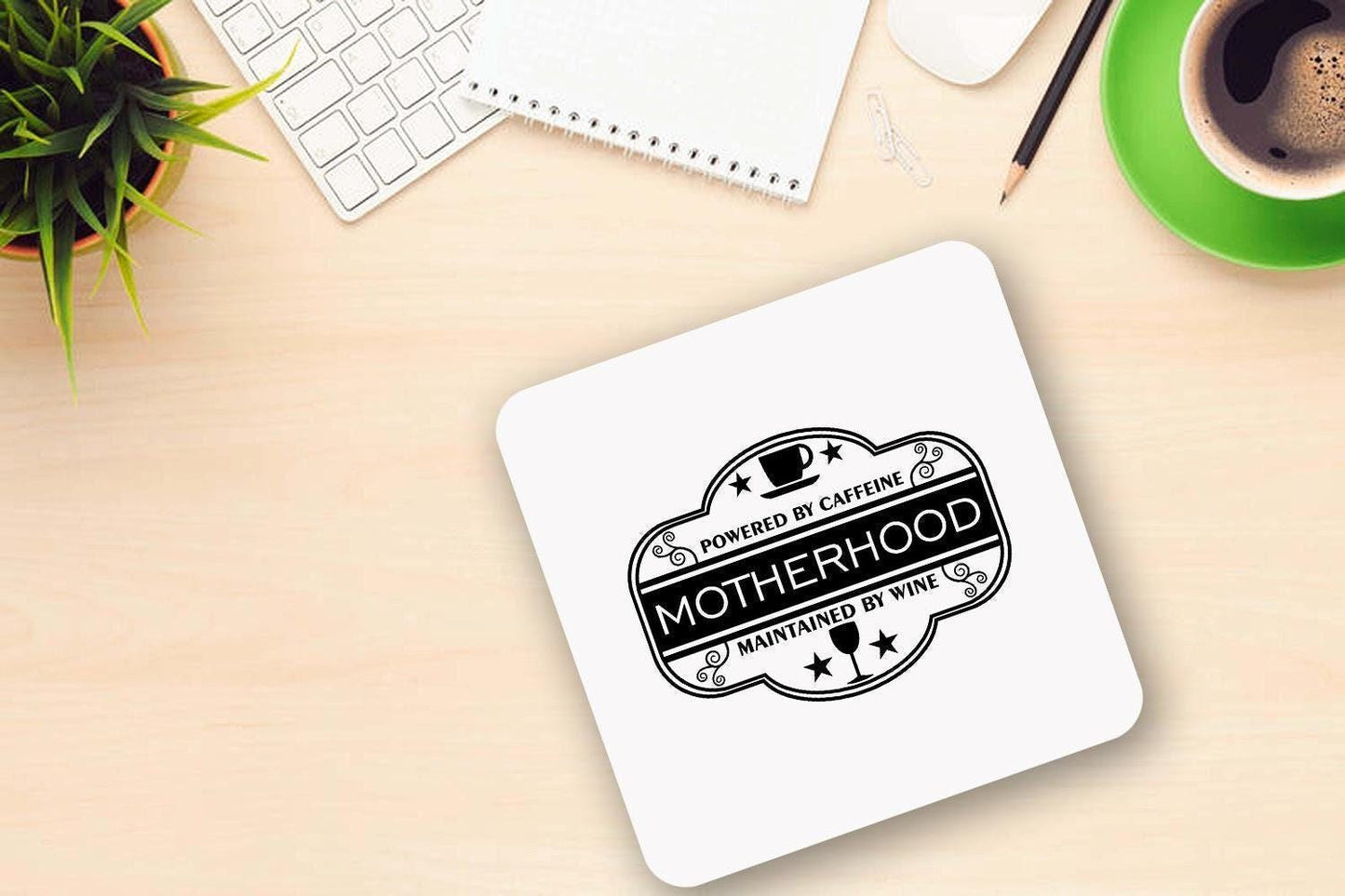 Powered By Caffeine Motherhood Maintained By Wine- Funny Novelty Mug & Coaster Coffee Gift