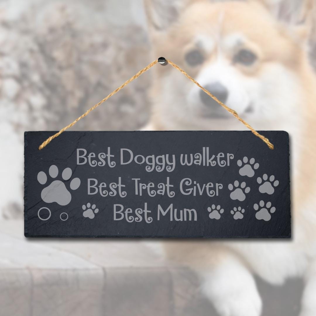 Engraved Slate Dog Sign: Funny Doggy Walker Gift
