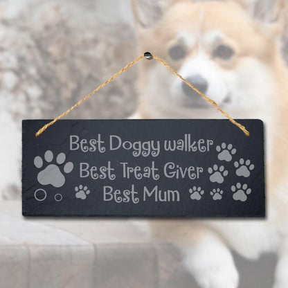 Engraved Slate Dog Sign: Funny Doggy Walker Gift