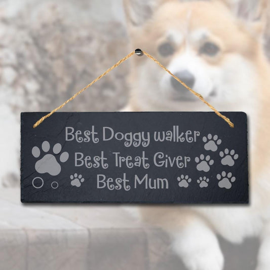 Engraved Slate Dog Sign: Funny Doggy Walker Gift