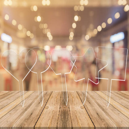 Acrylic 150mm Clear Birthday Paddle Cake Topper Round Star Hexagon Square Heart Shapes