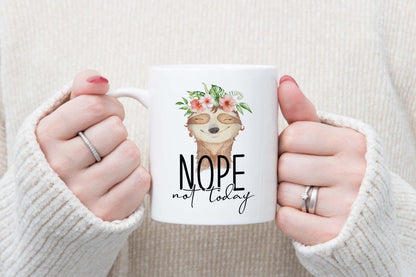 Nope Not Today Sloth Mug & Coaster Set: Funny Coffee Cup Gift
