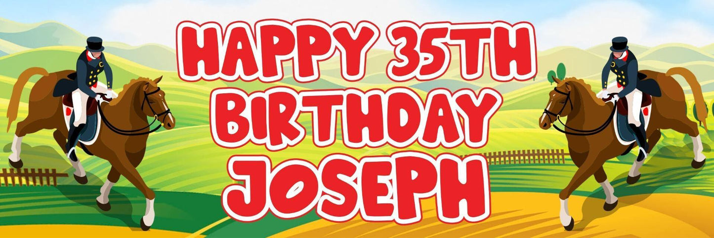 Personalised Horse Racing Birthday Banners: Any Name & Age (Set of 2)