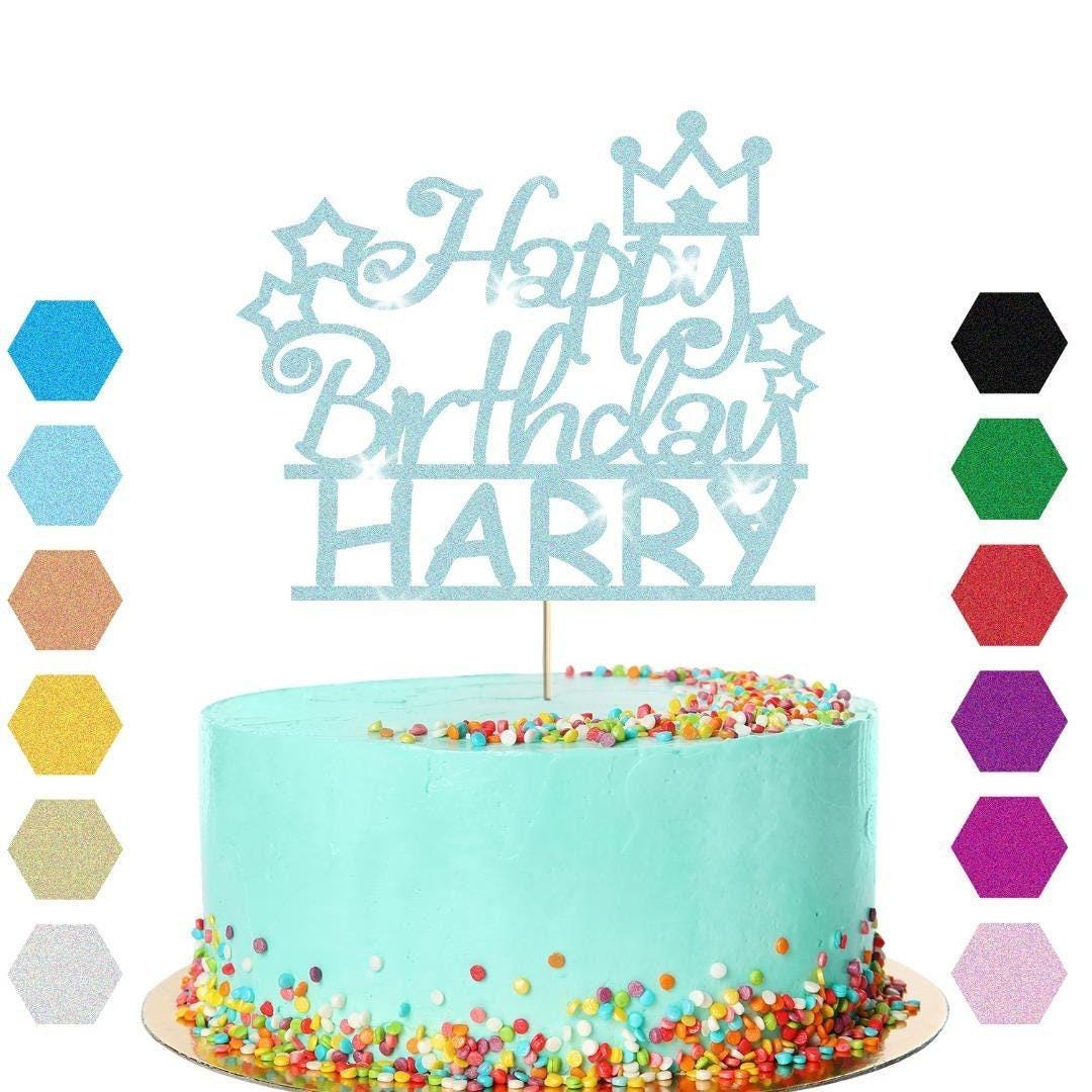 Personalised Prince Crown Glitter Cake Topper Any Name Birthday Cake Decoration