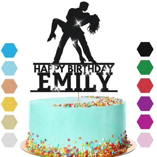 Dancing Couple Cake Topper Personalised Girls Boys Birthday Decoration Any Name
