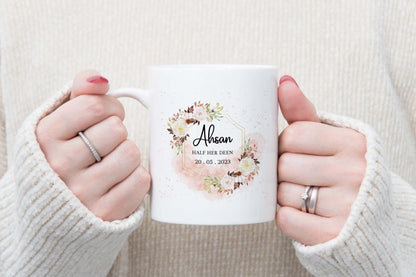 Personalised Islamic Couple Mug Set: Floral Wedding Gifts