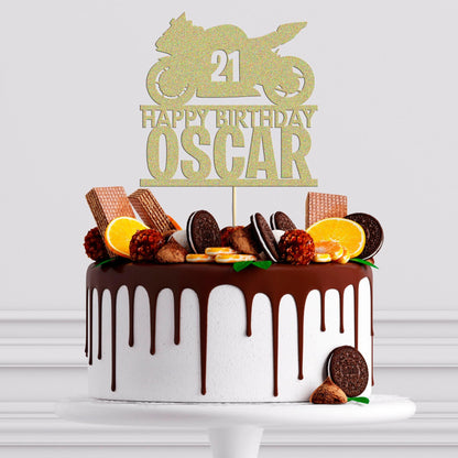 Custom Motorbike Racing Cake Topper Personalised Birthday Delight For Boys! Any Name & Age Included