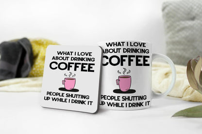 What I Love About Coffee Mug & Coaster Set Christmas Boyfriend Birthday Tea Gift