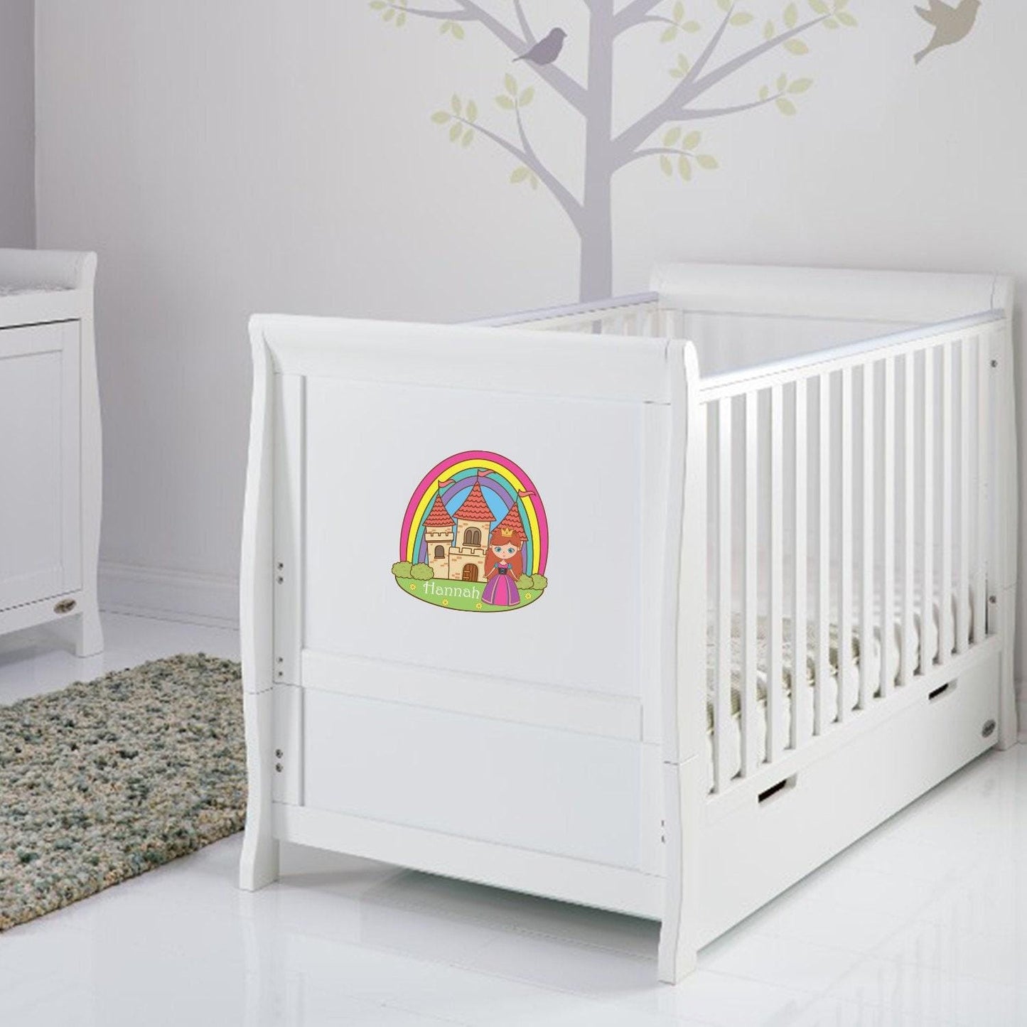 Personalised Name Princess Castle Vinyl Wall Sticker Girls Bedroom Kids Nursery