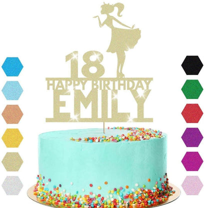 Stylish Girl Cake Topper Personalised Party Birthday Cake Decoration Any Name & Age