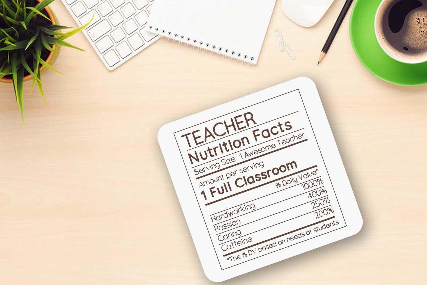 Personalised Teacher Nutrition Facts Mug & Coaster Set