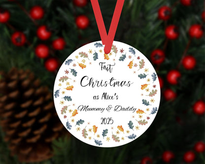 First Christmas As Baby Parents Mummy Daddy Bauble Xmas Ceramic Ornament Gift