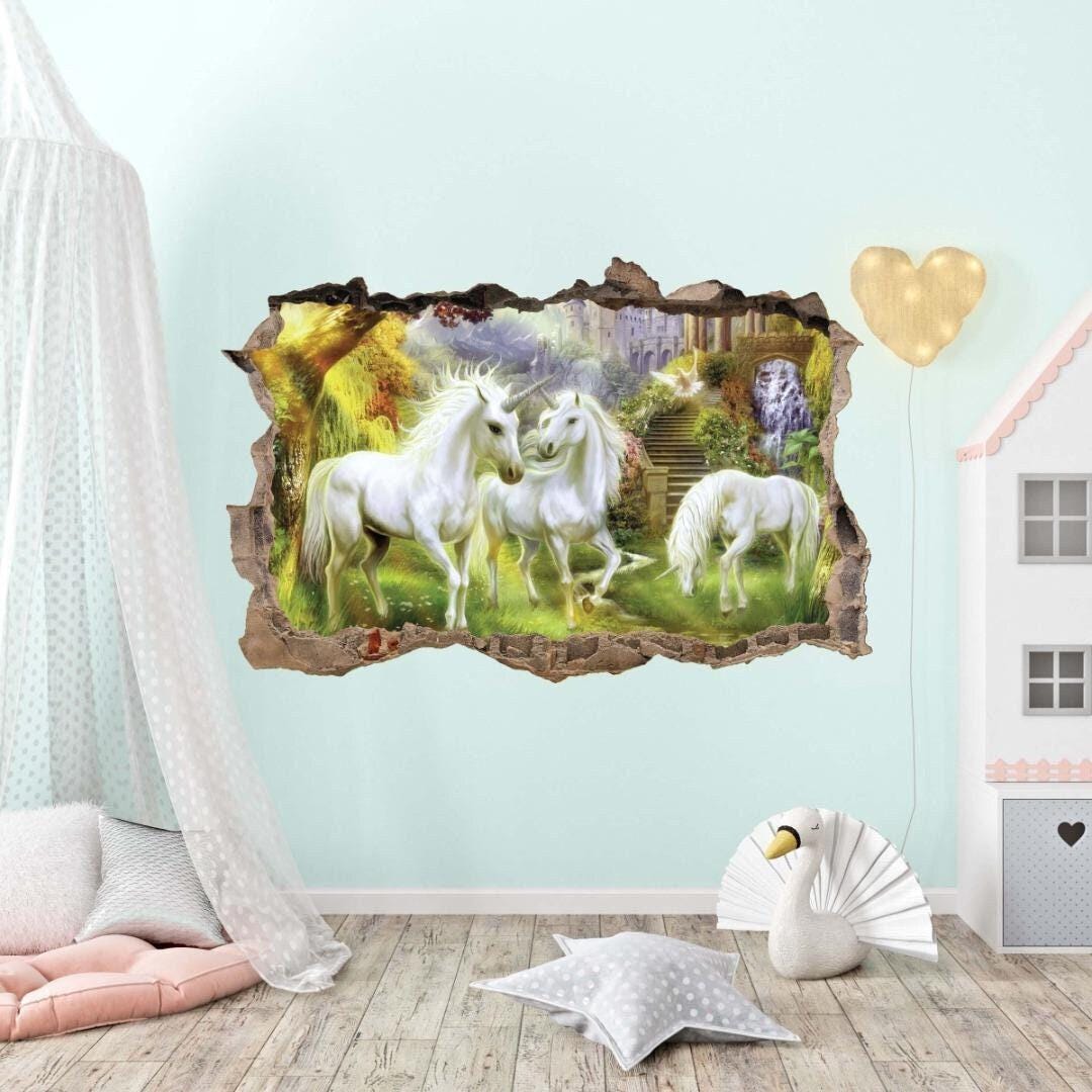 Unicorn Wall Decal: 3D Fantasy Mural Sticker