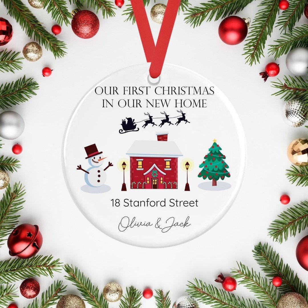 Personalised First Christmas In New Home Ceramic Bauble Ornament