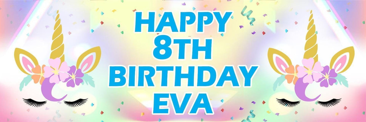 Personalised Unicorn Birthday Banner: Fairytale Party Decoration (2 Pack)