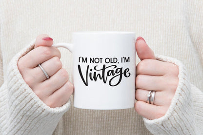 Funny 'I'm Not Old I'm Vintage' Mug and Coaster Set