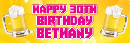 2 Personalised Birthday Banners For Men Women Champagne Themed Party Decoration Posters