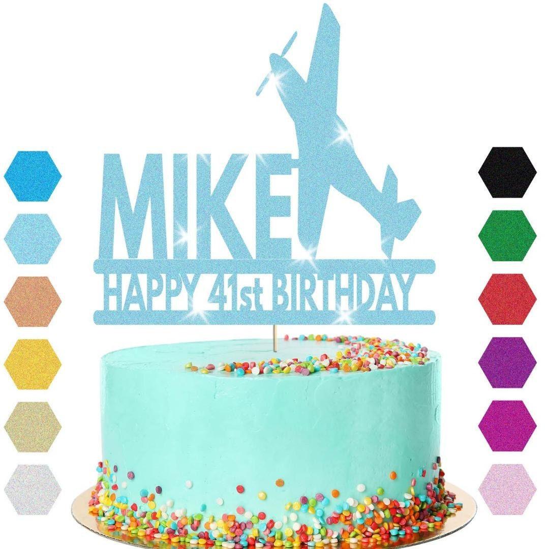 Personalised Aeroplane Birthday Cake Topper Airplane Decoration Any Name Age