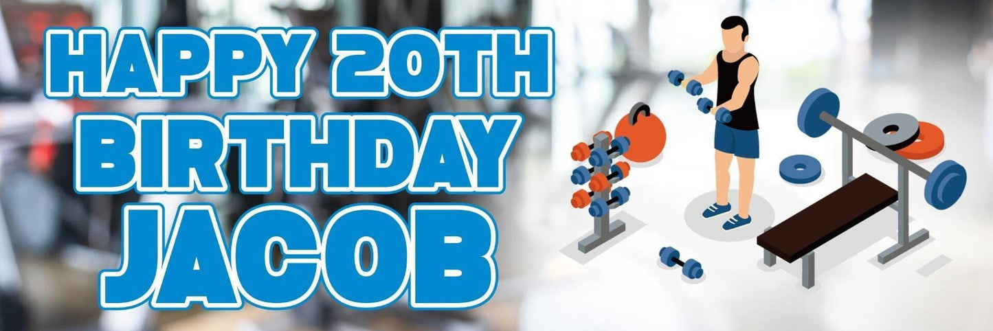 2 Personalised Gym Birthday Party Celebration Banners Decoration Posters