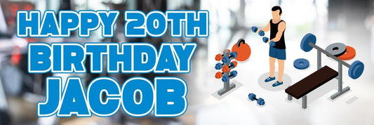 2 Personalised Gym Birthday Party Celebration Banners Decoration Posters