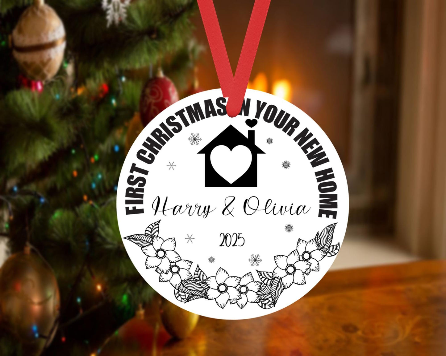 Personalised First Christmas In Your New Home Xmas Ceramic Ornament Hanging Gift