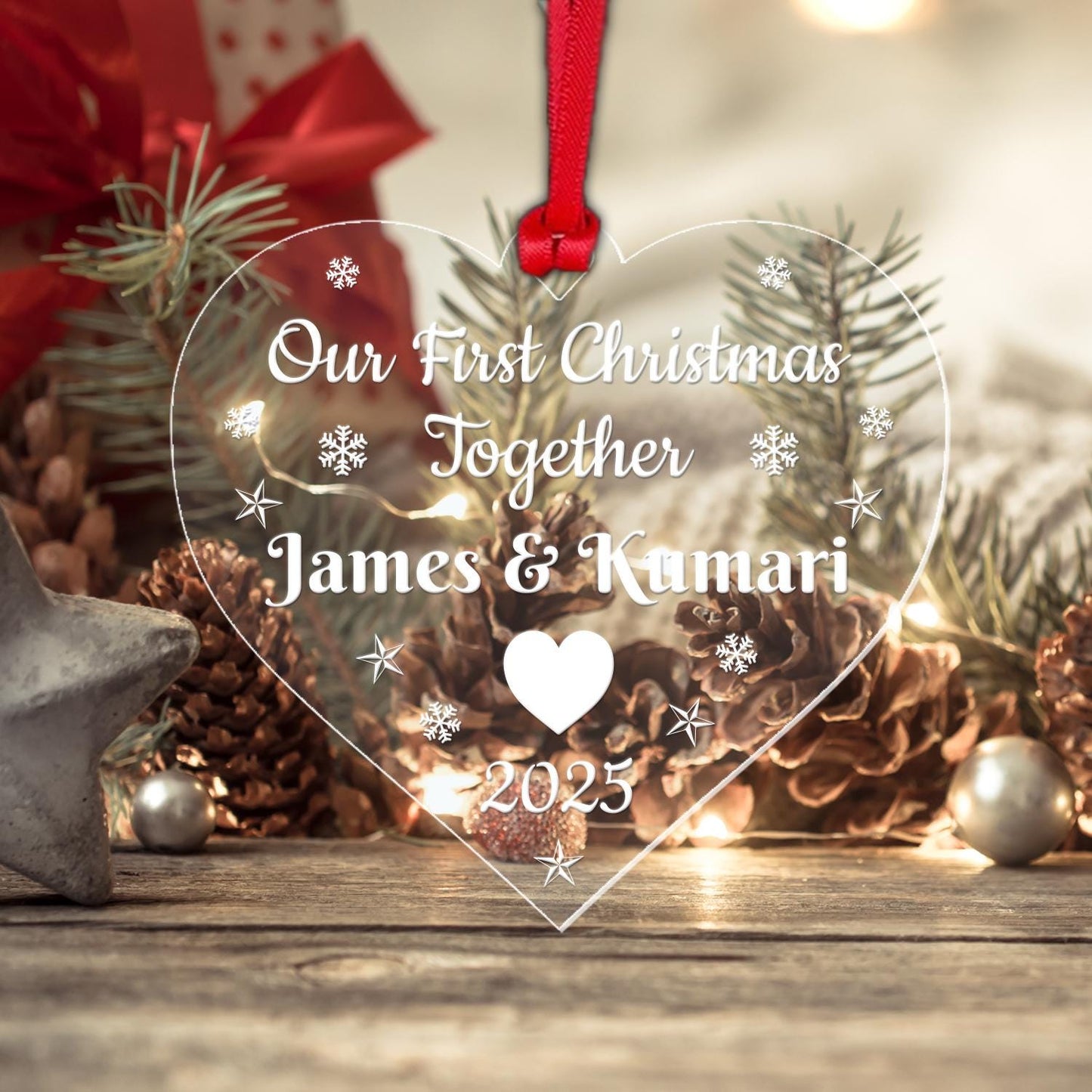 Personalised First Christmas Together Bauble 1st Xmas Engaged Decoration Gift