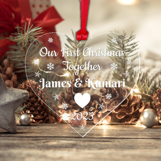 Personalised First Christmas Together Bauble 1st Xmas Engaged Decoration Gift