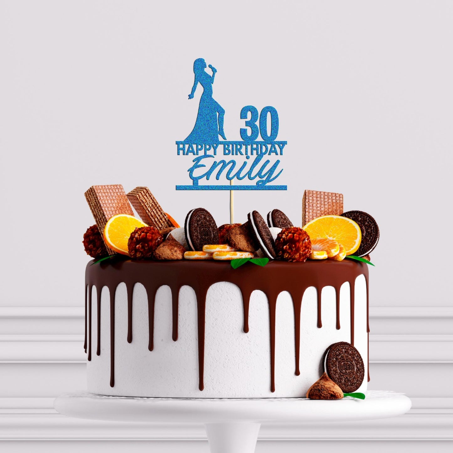 Custom Karaoke Girl Glitter Cake Topper: Personalised With any Name and Age Birthday Decor