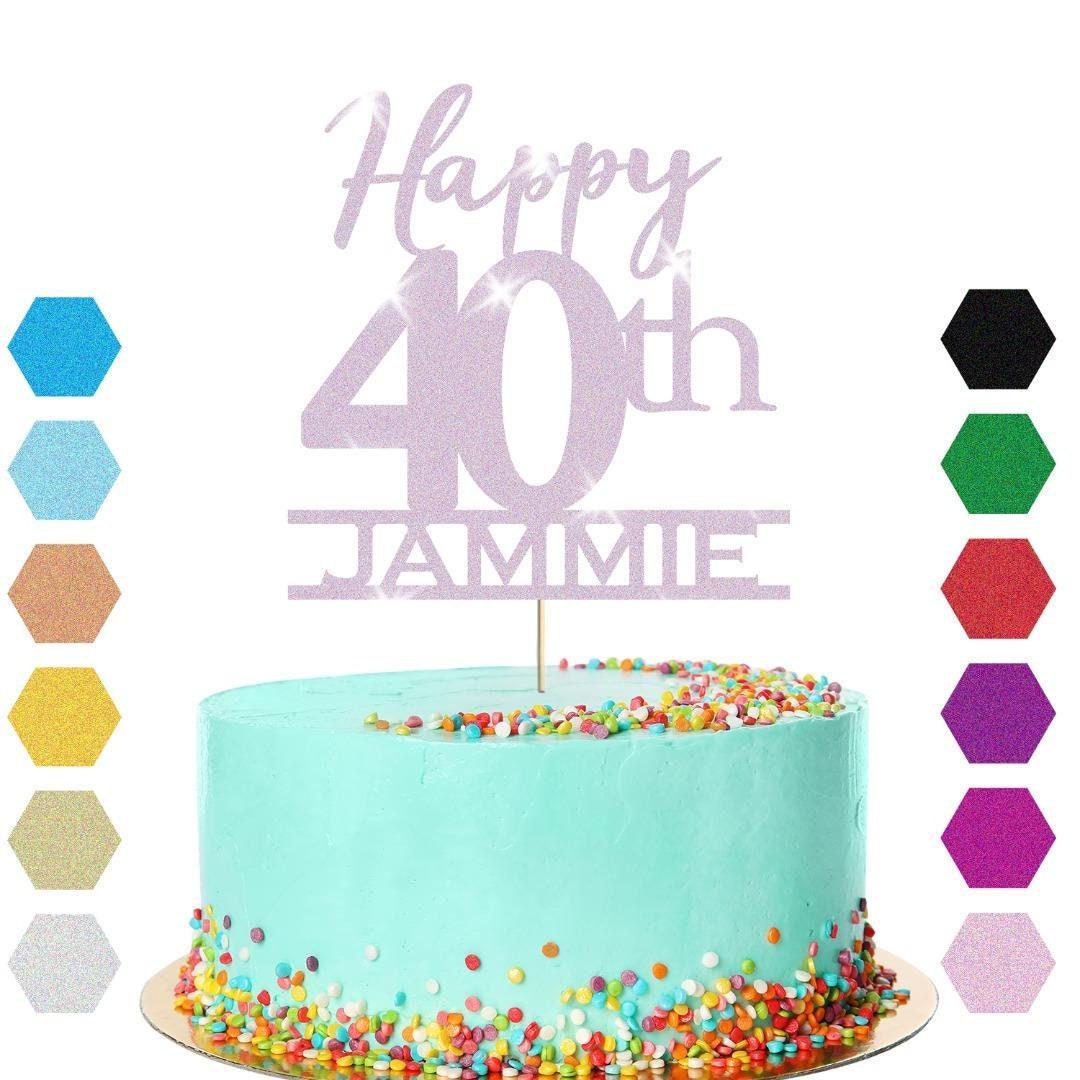 Personalised Name 40th Birthday Glitter Cake Topper Party Cake Decoration Gift