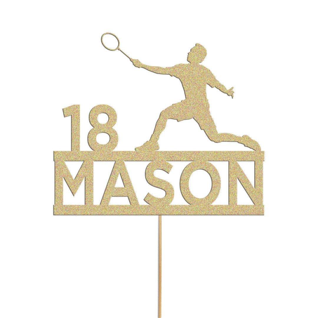 Personalised Badmintion Cake Topper Badminton Cake Decoration Any Name & Age