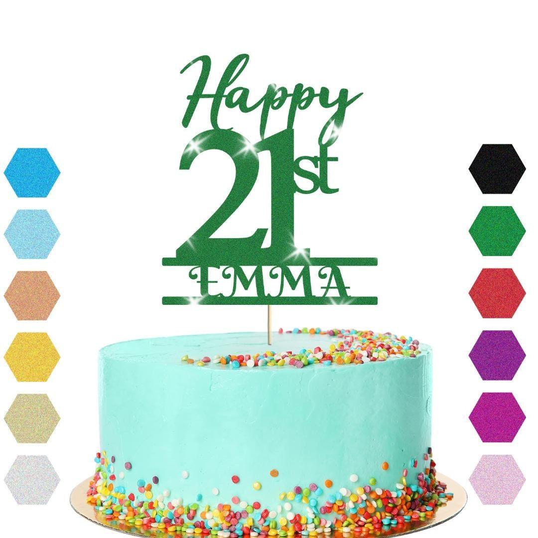 Personalised Name 21st Birthday Glitter Cake Topper Party Cake Decorations Gift
